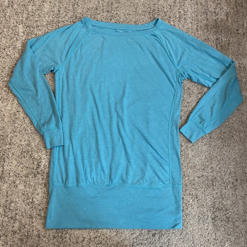 Nike Women's Dri-fit Long Sleeve Shirt Teal Blue Large Crew neck